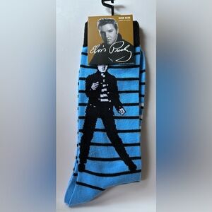 Elivis Presley Crew Socks Blue and Black Unisex Socks Fits Adults Size 7-12
